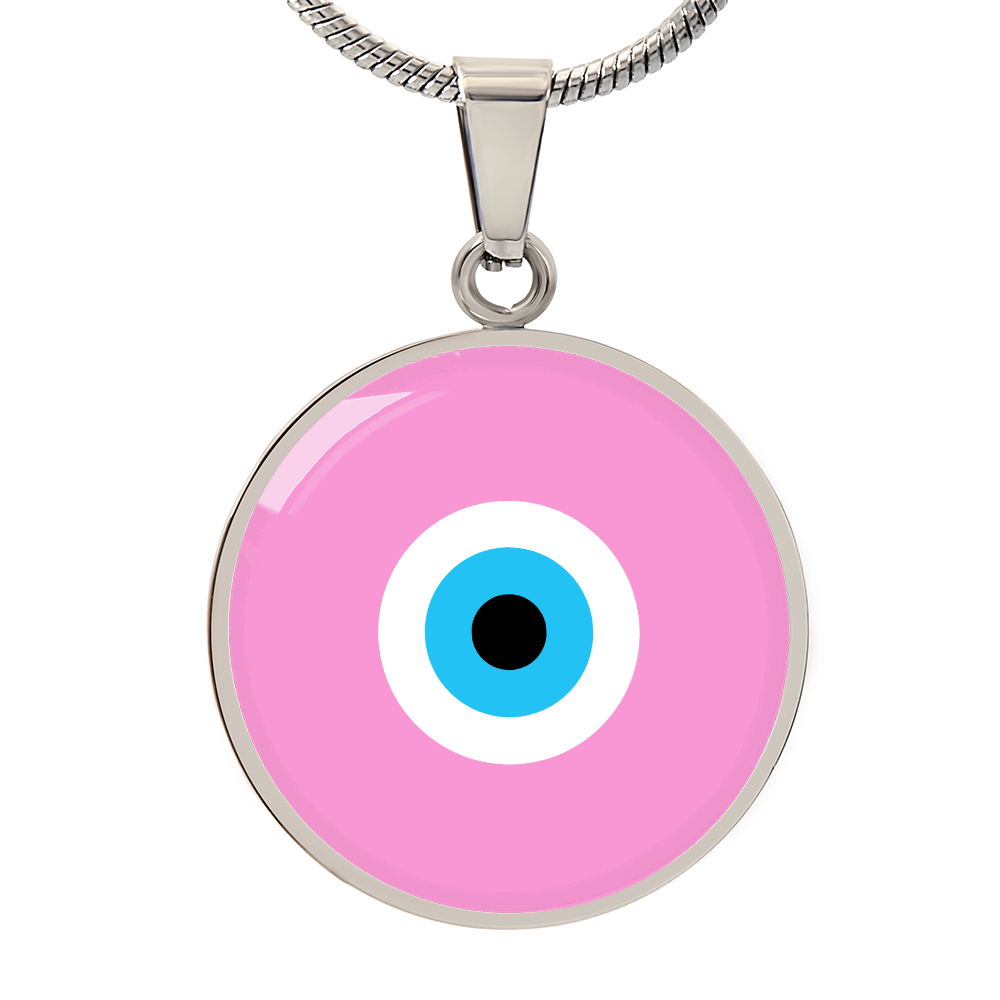 Evil Eye Necklace | Soft Pink Amulet | Free Shipping