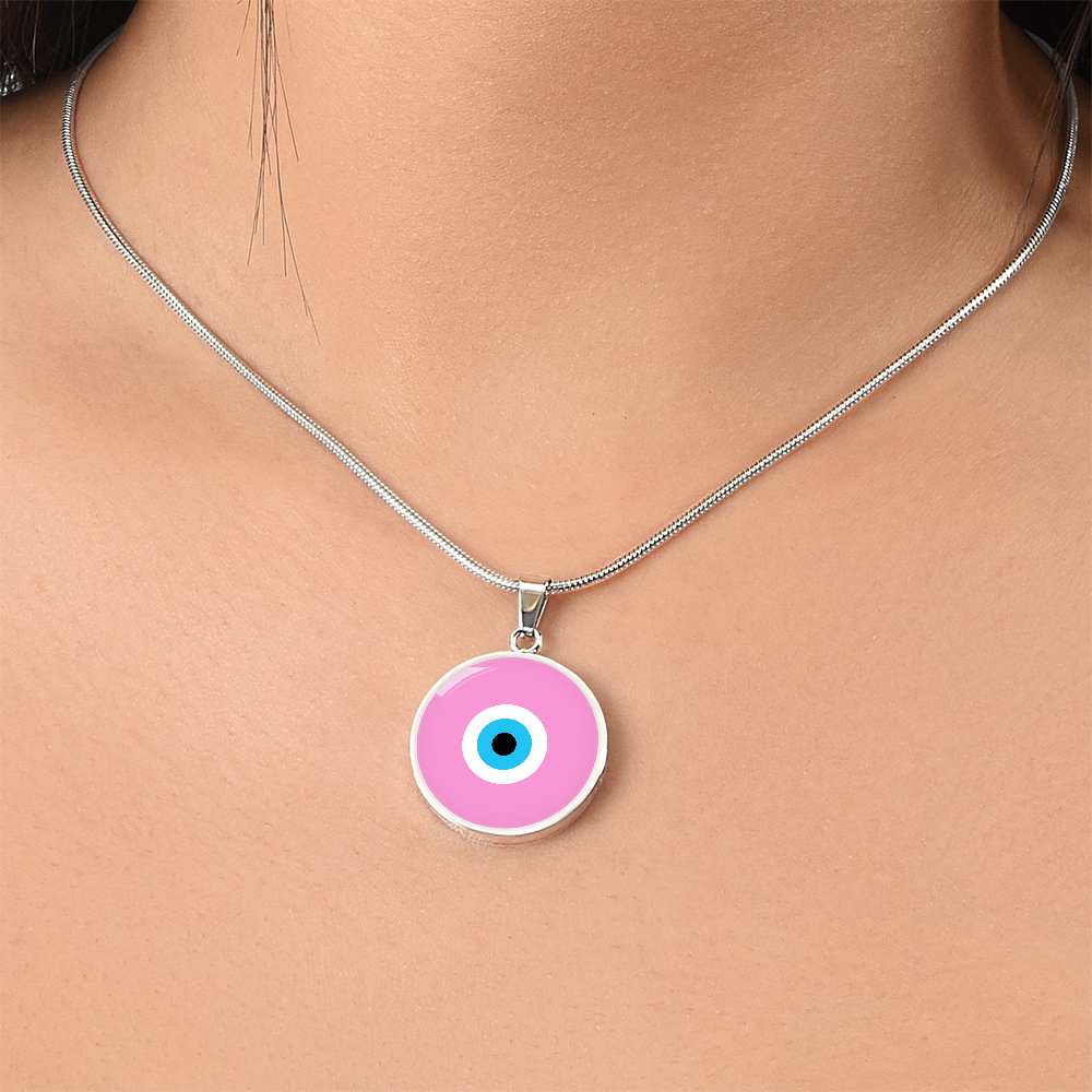 Evil Eye Necklace | Soft Pink Amulet | Free Shipping