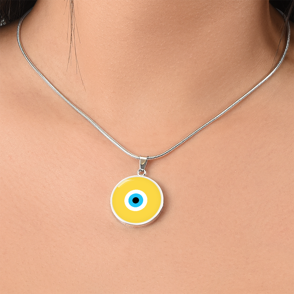 Evil Eye Necklace | Yellow Amulet | Free Shipping