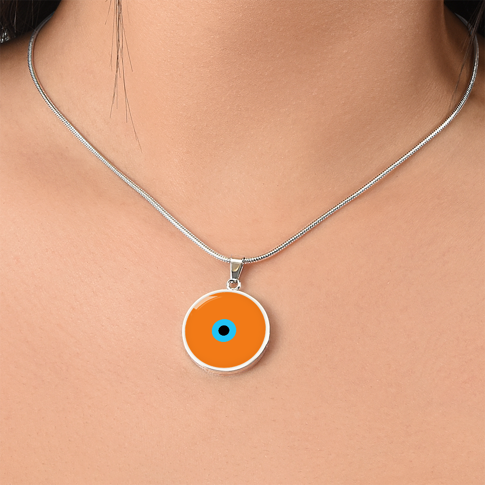 Evil Eye Necklace | Orange Amulet | Signature Design | Free Shipping
