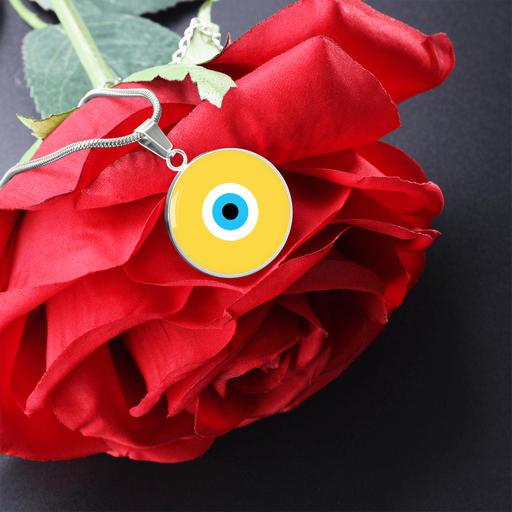 Evil Eye Necklace | Yellow Amulet | Free Shipping