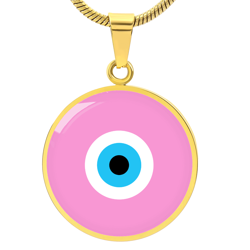 Evil Eye Necklace | Soft Pink Amulet | Free Shipping