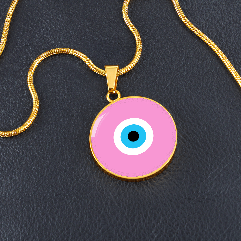 Evil Eye Necklace | Soft Pink Amulet | Free Shipping
