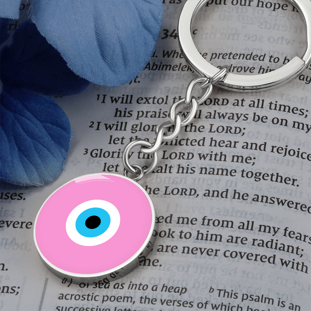 Evil Eye Keychain | Soft Pink Amulet | Free Shipping