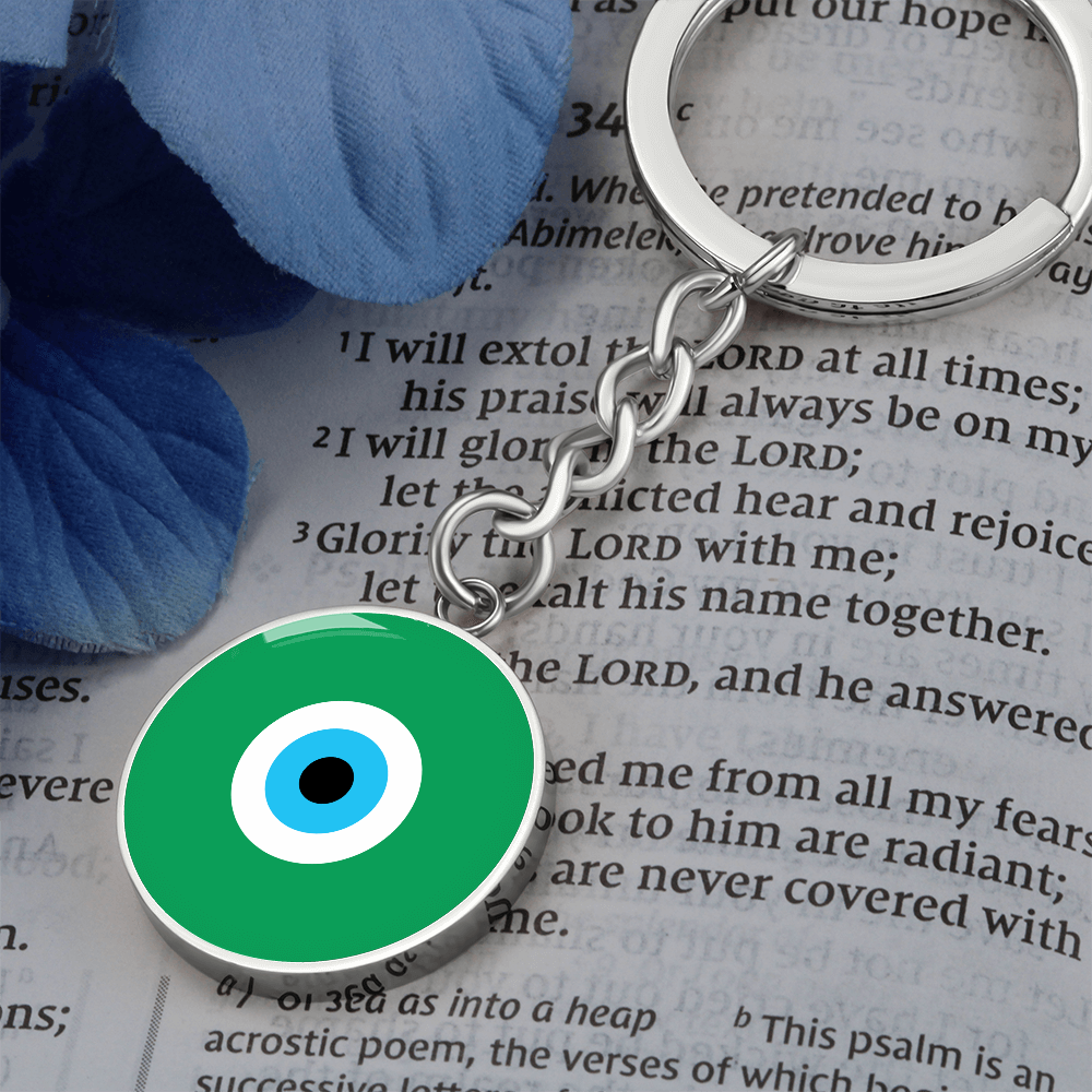Evil Eye Keychain | Green Amulet | Free Shipping