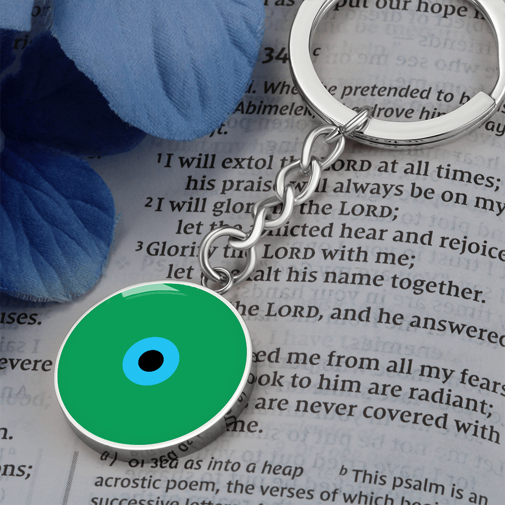 Evil Eye Keychain | Green Amulet | Signature Design | Free Shipping