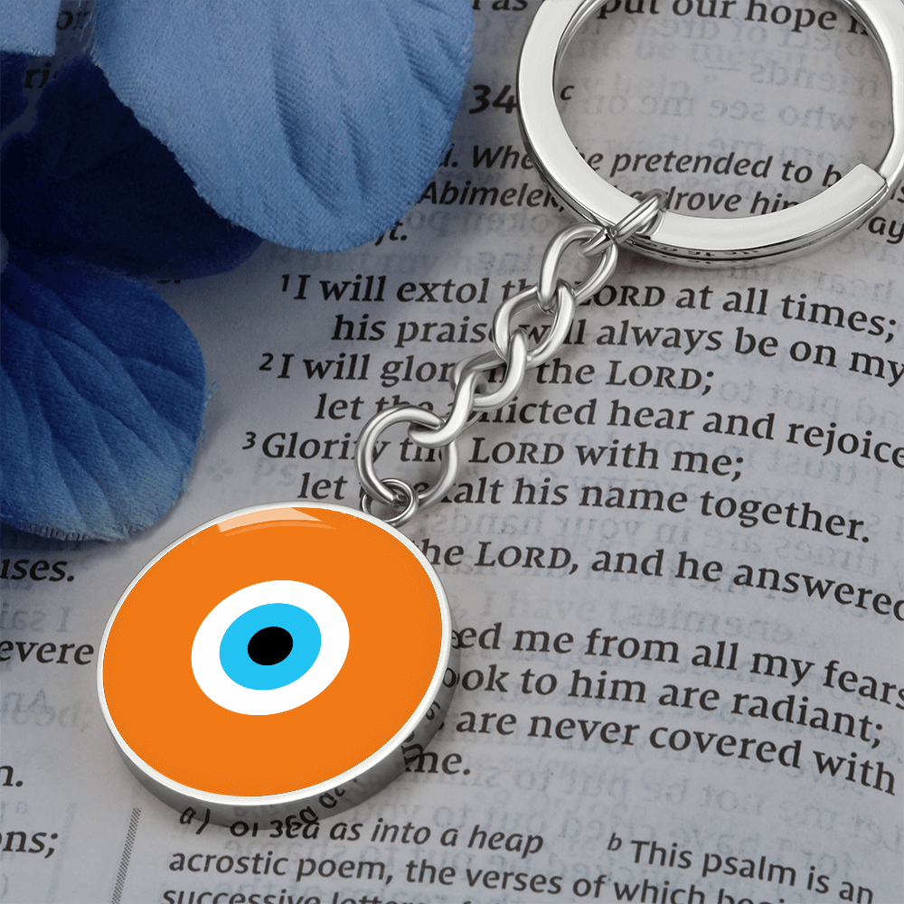Evil Eye Keychain | Orange Amulet | Free Shipping