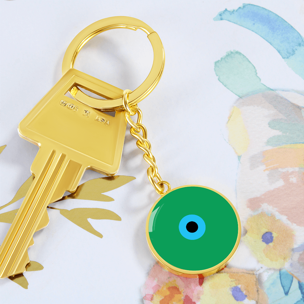 Evil Eye Keychain | Green Amulet | Signature Design | Free Shipping