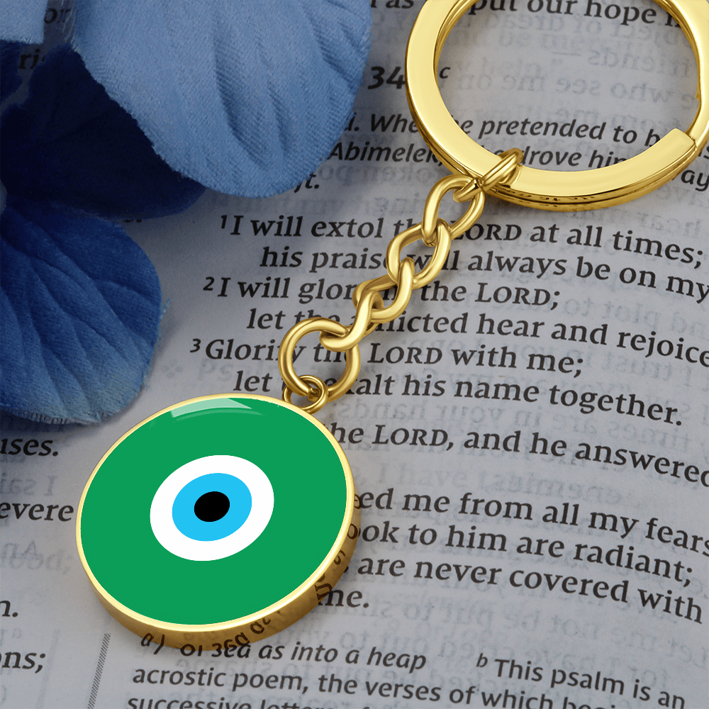 Evil Eye Keychain | Green Amulet | Free Shipping