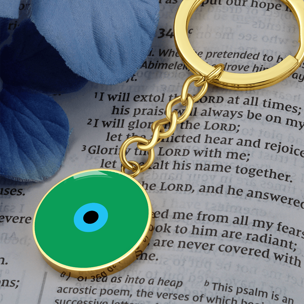 Evil Eye Keychain | Green Amulet | Signature Design | Free Shipping