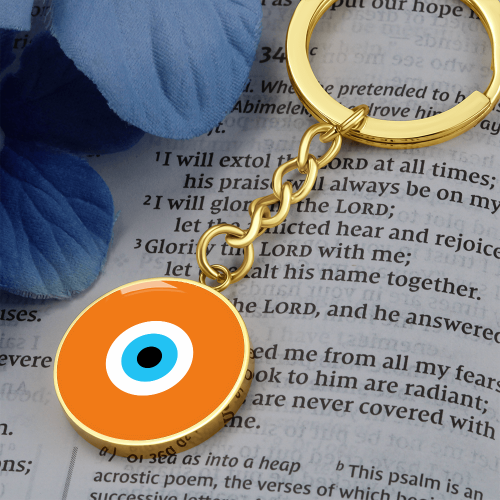 Evil Eye Keychain | Orange Amulet | Free Shipping