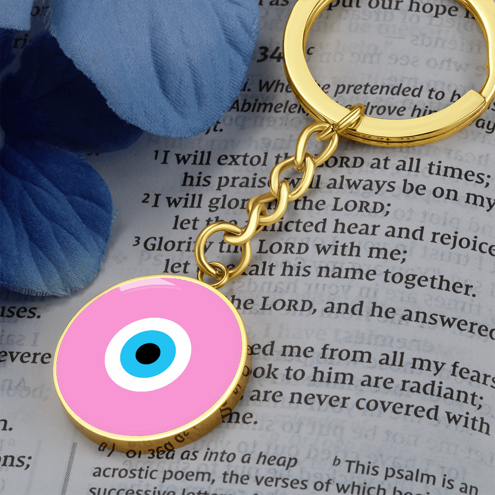Evil Eye Keychain | Soft Pink Amulet | Free Shipping