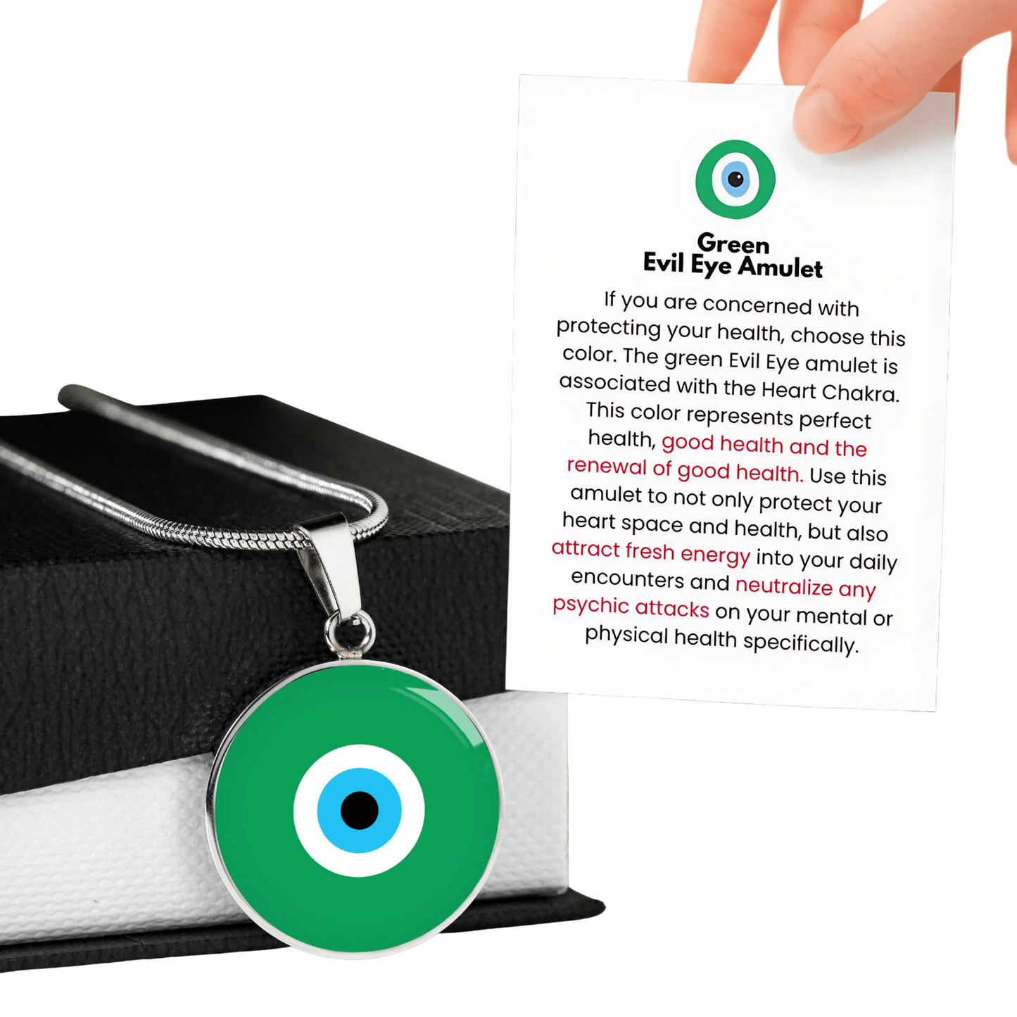 Evil Eye Necklace | Green Amulet | Free Shipping