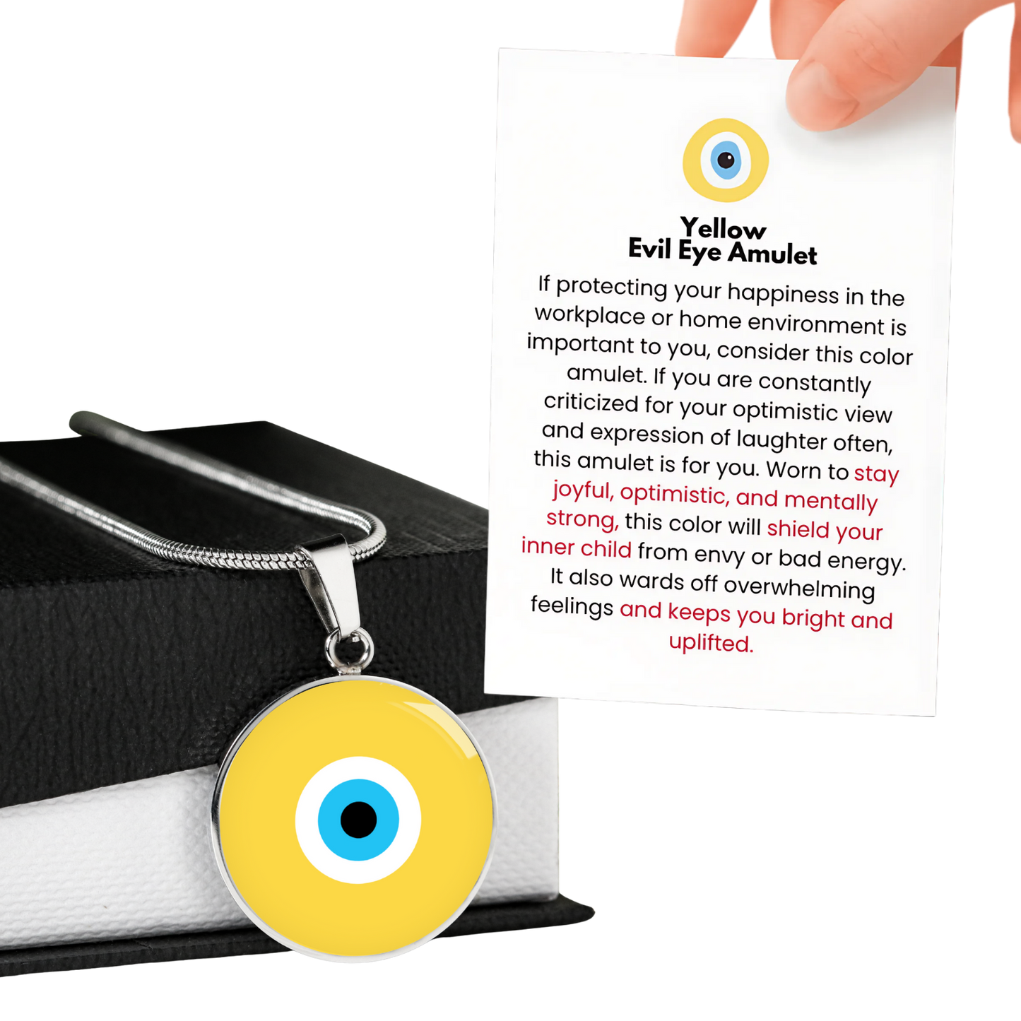 Evil Eye Necklace | Yellow Amulet | Free Shipping