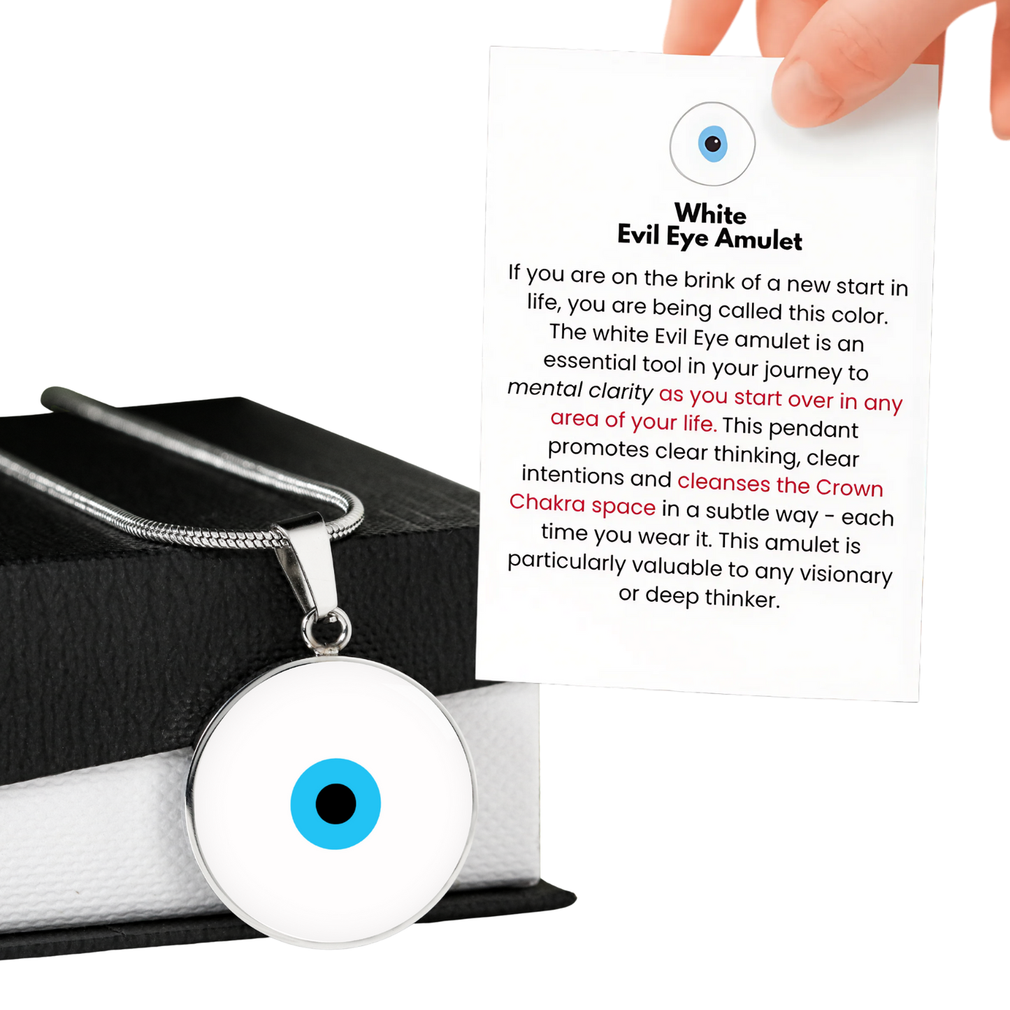 Evil Eye Necklace | White Amulet | Free Shipping
