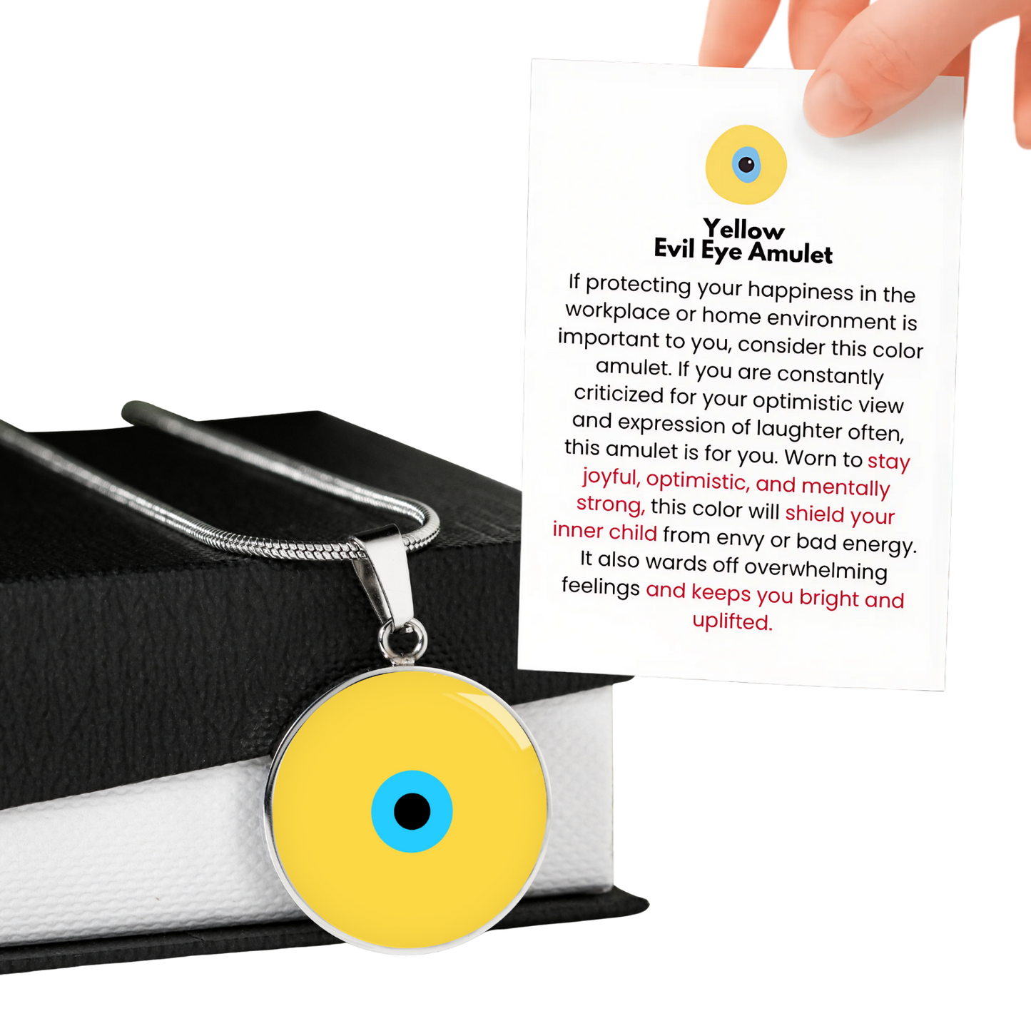 Evil Eye Necklace | Yellow Amulet | Signature Design | Free Shipping