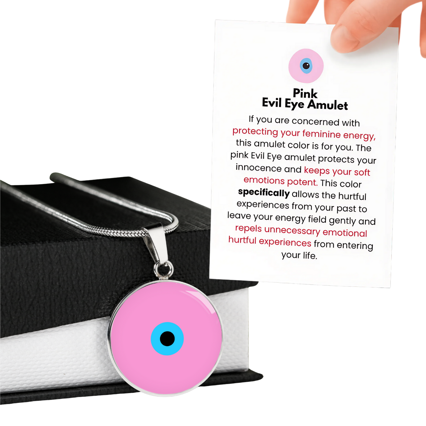 Evil Eye Necklace | Pink Amulet | Signature Design | Free Shipping