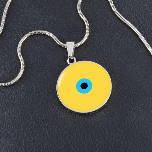 Evil Eye Necklace | Yellow Amulet |  Signature Design | Free Shipping