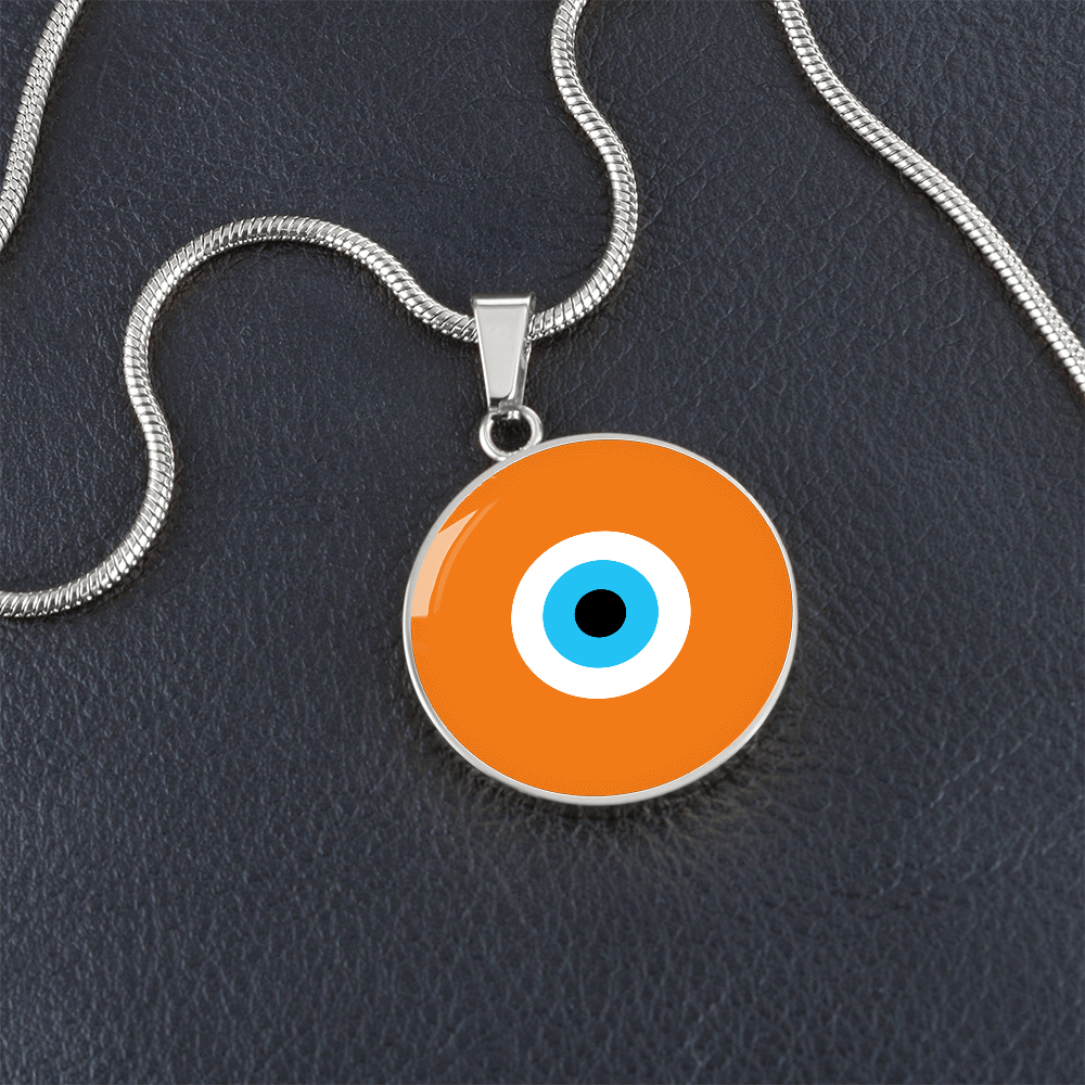 Evil Eye Necklace | Orange Amulet | Free Shipping