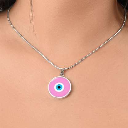 Evil Eye Necklace | Soft Pink Amulet  | Free Shipping