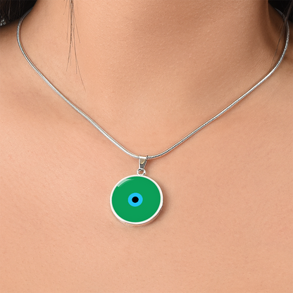 Evil Eye Necklace | Green Amulet |  Signature Design | Free Shipping