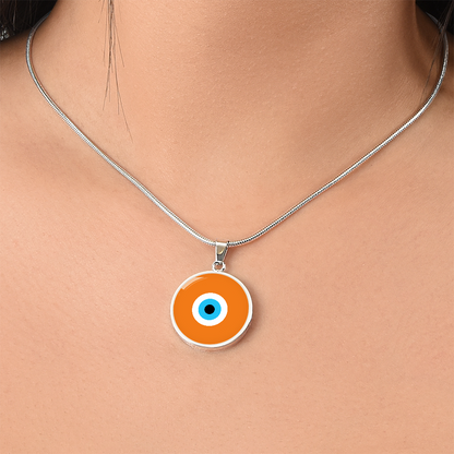 Evil Eye Necklace | Orange Amulet | Free Shipping