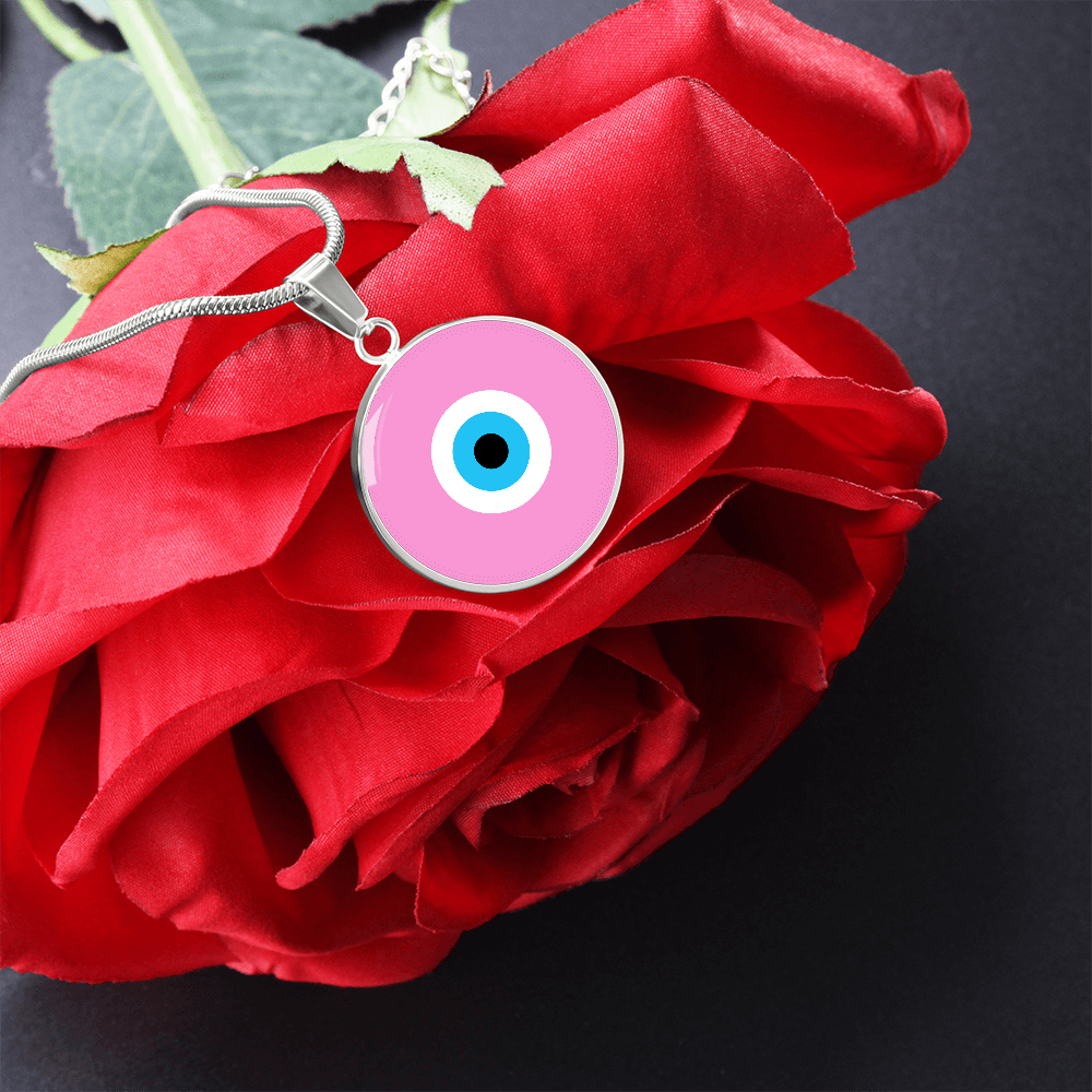 Evil Eye Necklace | Soft Pink Amulet  | Free Shipping