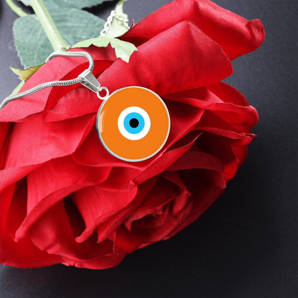 Evil Eye Necklace | Orange Amulet | Free Shipping