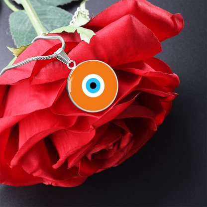 Evil Eye Necklace | Orange Amulet | Free Shipping