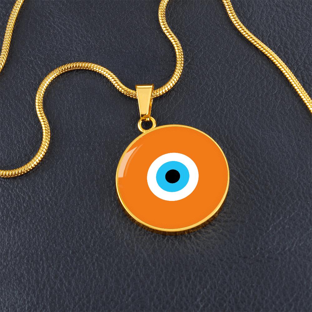 Evil Eye Necklace | Orange Amulet | Free Shipping