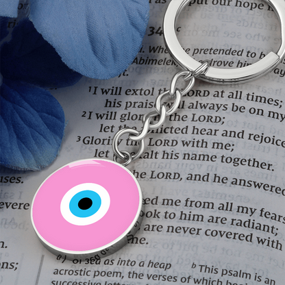 Evil Eye Keychain | Soft Pink Amulet | Free Shipping