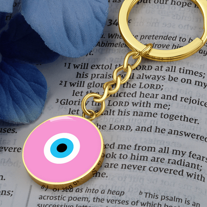 Evil Eye Keychain | Soft Pink Amulet | Free Shipping