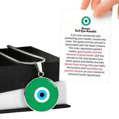 Evil Eye Necklace | Green Amulet | Free Shipping