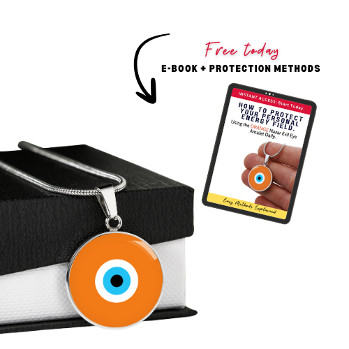 Evil Eye Necklace | Orange | Free Shipping