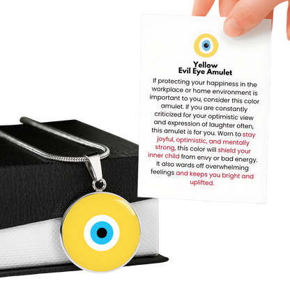 Evil Eye Necklace | Yellow Amulet  | Free Shipping