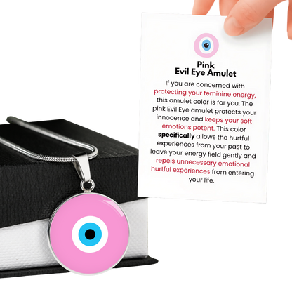 Evil Eye Necklace | Soft Pink Amulet  | Free Shipping
