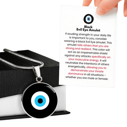 Evil Eye Necklace | Black Amulet  | Free Shipping