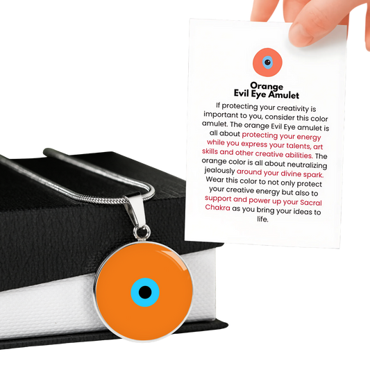 Evil Eye Necklace | Orange Amulet |  Signature Design | Free Shipping