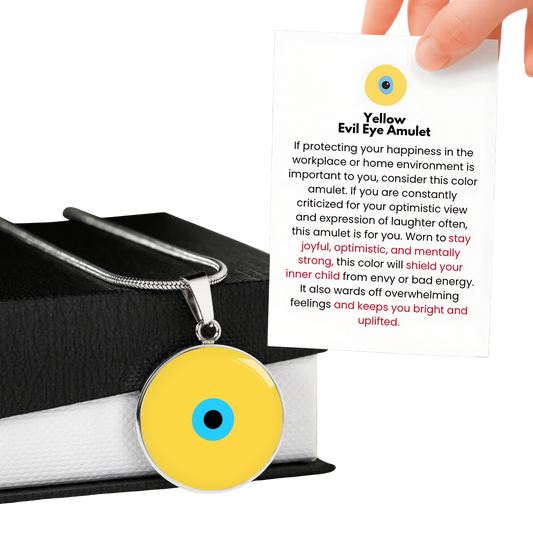 Evil Eye Necklace | Yellow Amulet |  Signature Design | Free Shipping