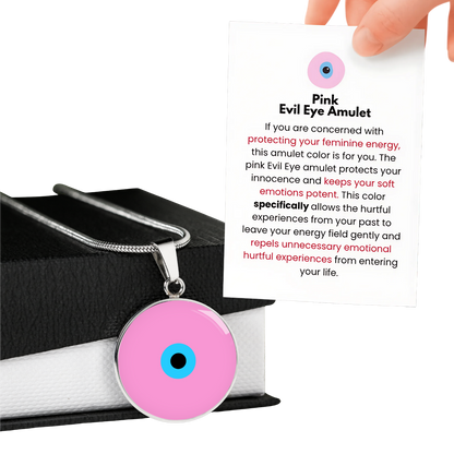 Evil Eye Necklace | Pink Amulet |  Signature Design | Free Shipping