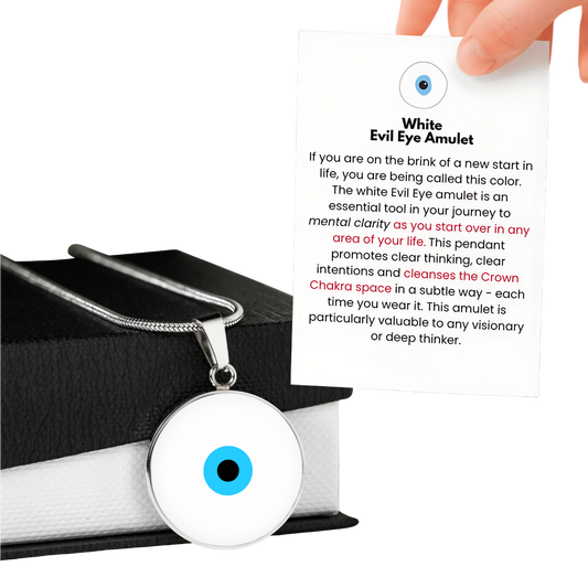 Evil Eye Necklace | White Amulet |  Signature Design | Free Shipping